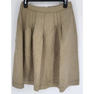 J. Jill Tan Pleated Skirt Tencel Linen Blend Women's 4